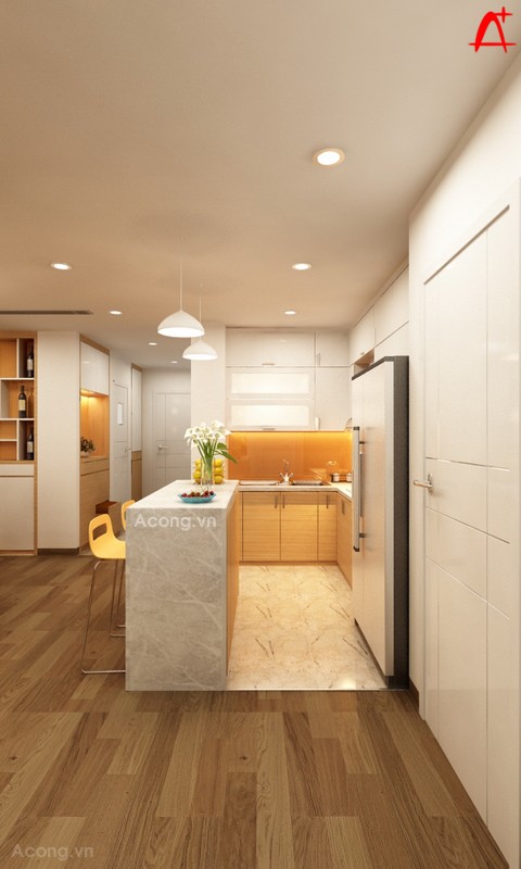 Thiết kế nội thất căn hộ chung cư Thăng Long No1: bếp
