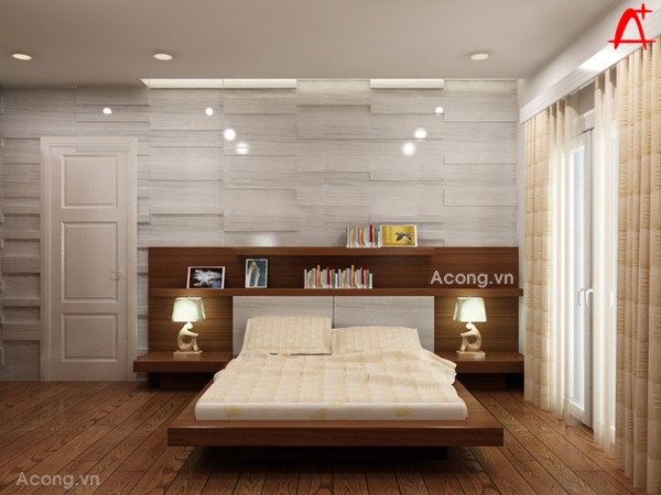 Thiết kế nội thất biệt thự Vincom Sài Đồng : phòng ngủ tại tầng 3
